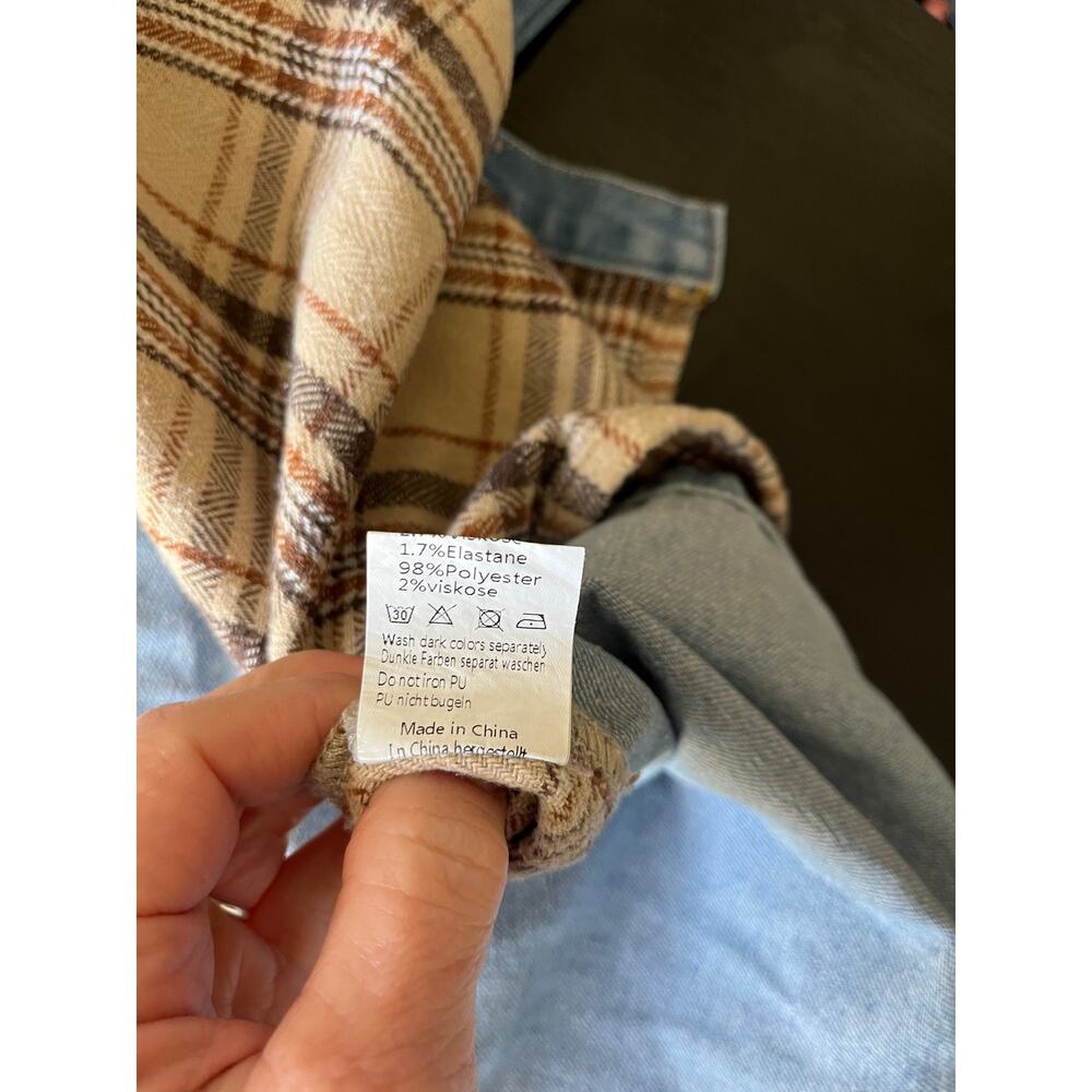 NWT Kancy Kole Boho Patchwork Flannel and Denim Shacket/Jacket - Picture 6 of 9
